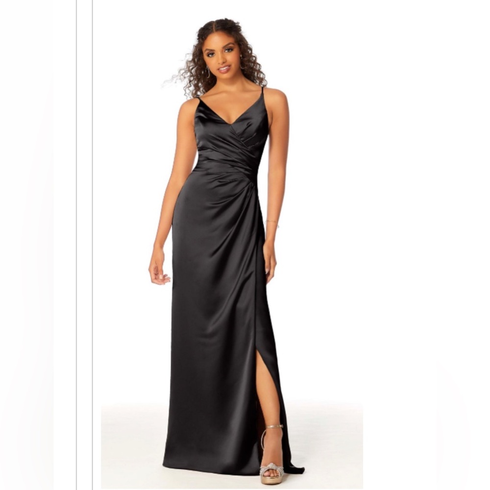 Black morilee bridesmaid dress - silky satin